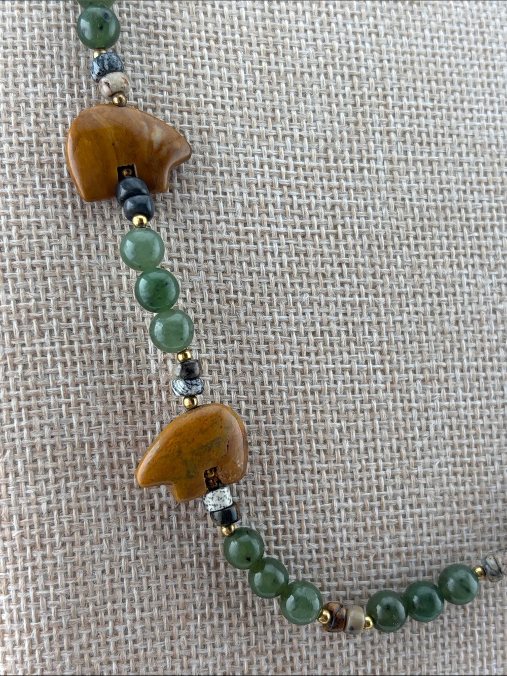 Southwestern Fetish-Style Necklace — 22” Nephrite Jade & Picture Jasper - Picture 3 of 5